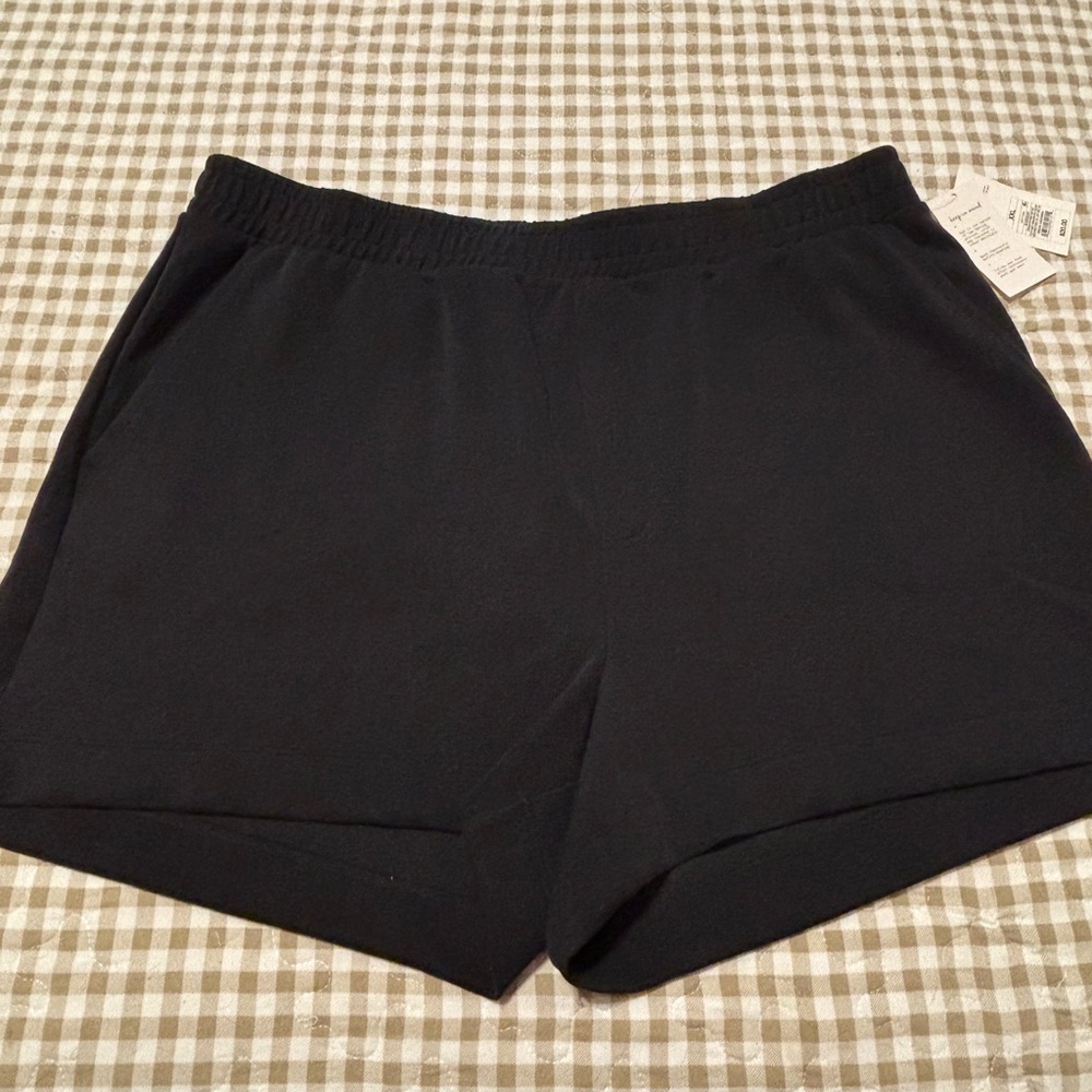 Women's Black Elastic-Waist scuba Knit Shorts